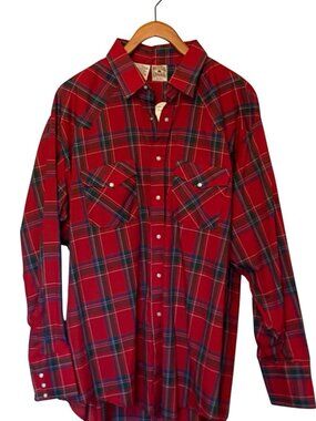 Western Frontier Red Pearl Snap Up Shirt Long Sleeve Men's XL NWT Vintage